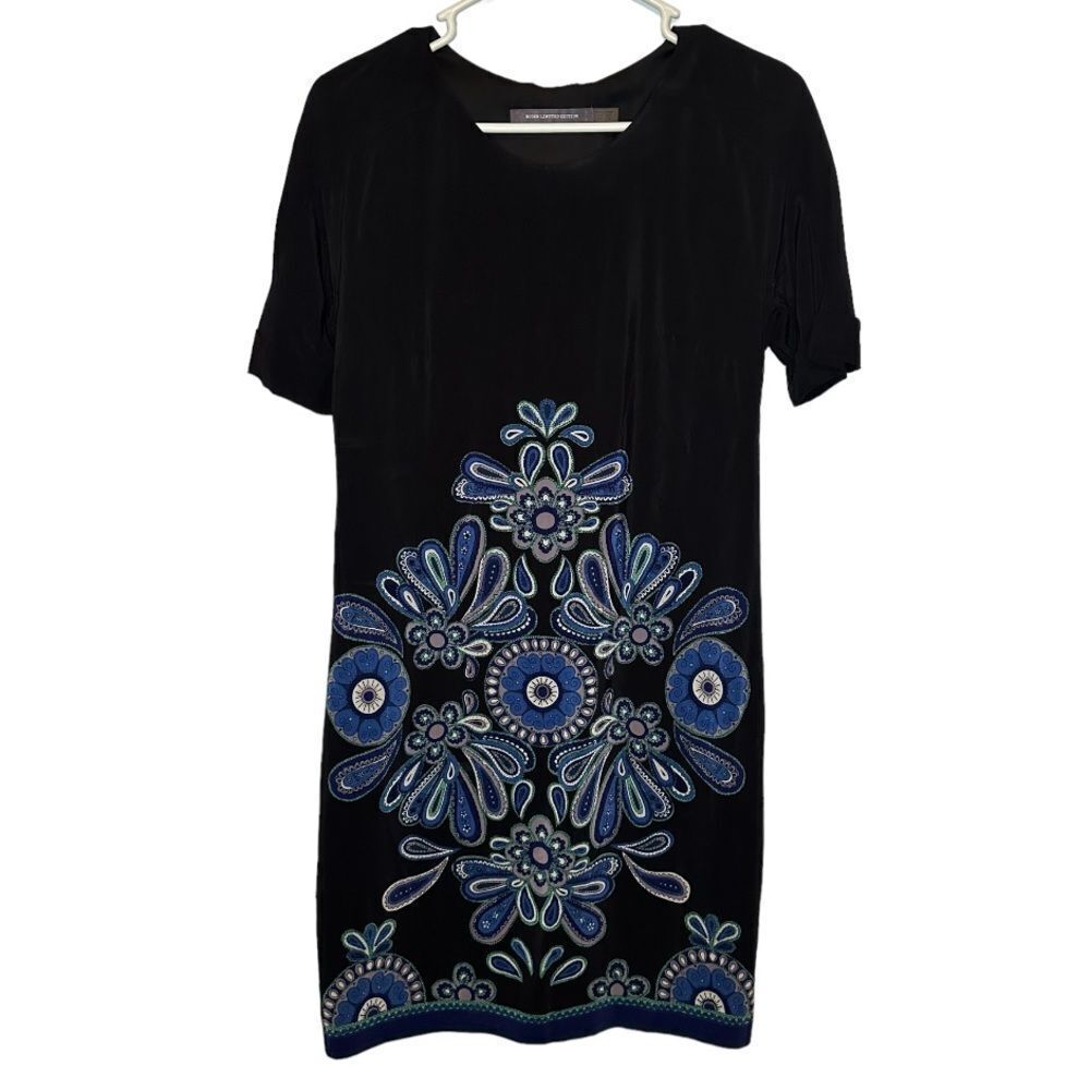 Boden Limited Edition - Black and blue pattern sheath dress